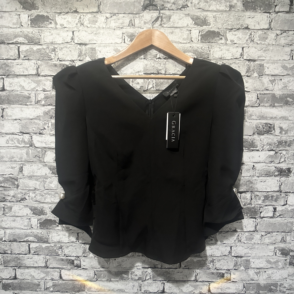 EUC Gracia Women's Black Blouse Size Small